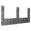 Cesta de gaviones forma de U 3 postes de hierro 260x20x150 cm