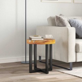 Mesa de centro de madera maciza de teca y polirresina 40x45