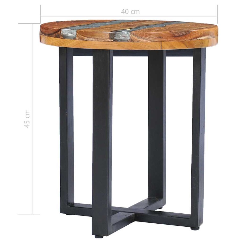 Mesa de centro de madera maciza de teca y polirresina 40x45