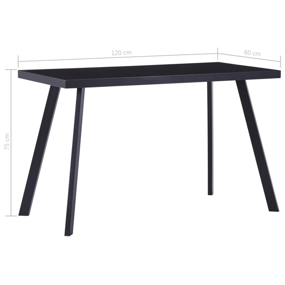 Mesa de comedor de vidrio templado negro 120x60x75