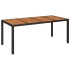 Mesa de jardín superficie de madera ratán PE negro 190x90x75