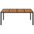 Mesa de jardín superficie de madera ratán PE negro 190x90x75