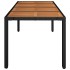 Mesa de jardín superficie de madera ratán PE negro 190x90x75