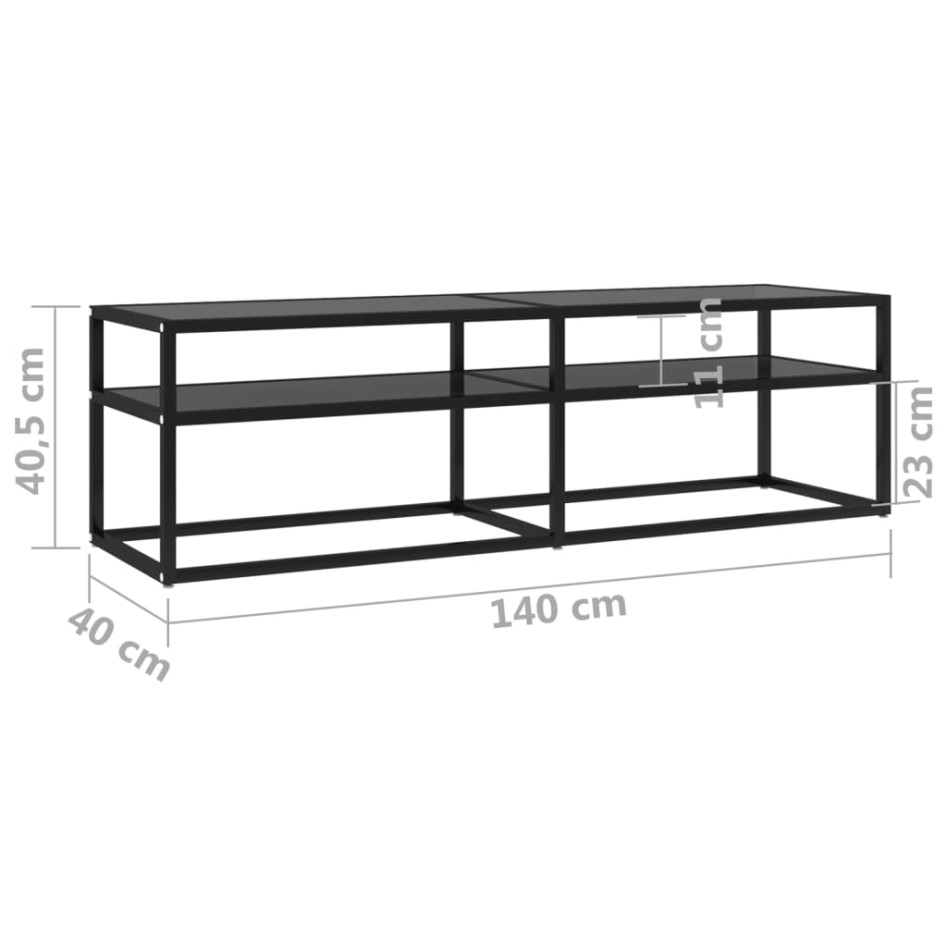 Mueble para TV vidrio templado negro 140x40x40,5