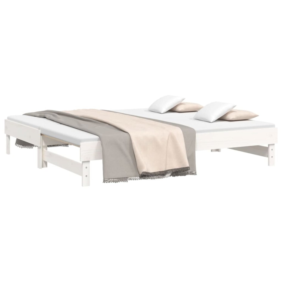 Sofá cama extraíble madera maciza de pino blanco 2x(75x190)