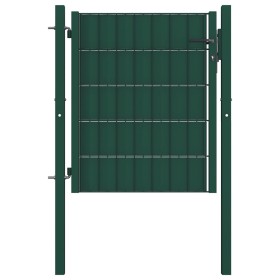 Puerta de valla de PVC y acero verde 100x81