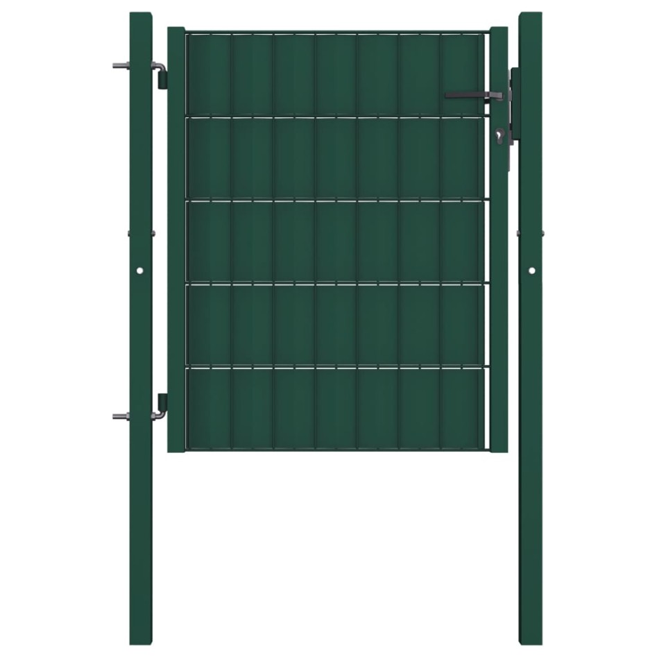 Puerta de valla de PVC y acero verde 100x81