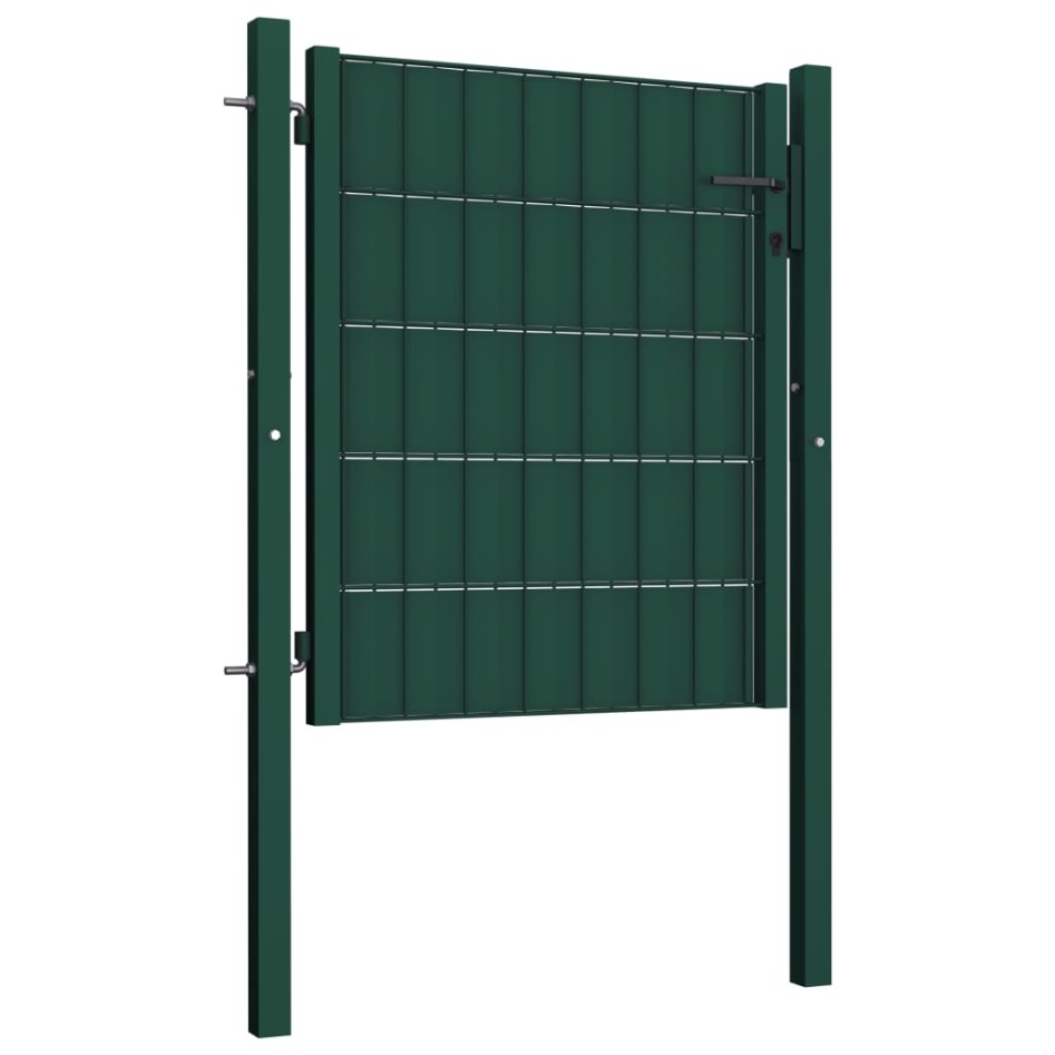 Puerta de valla de PVC y acero verde 100x81