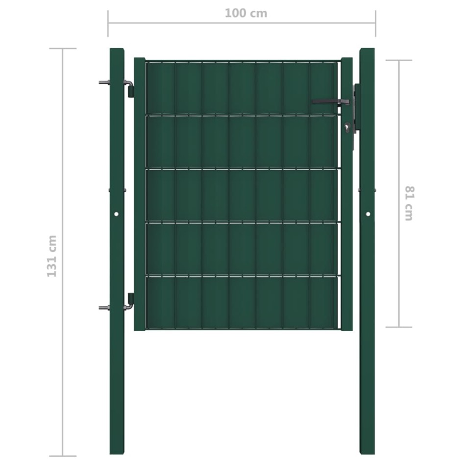 Puerta de valla de PVC y acero verde 100x81