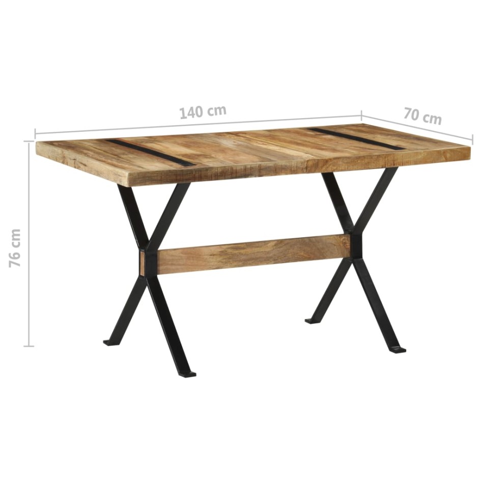 Mesa de comedor madera de mango rugosa 140x70x76