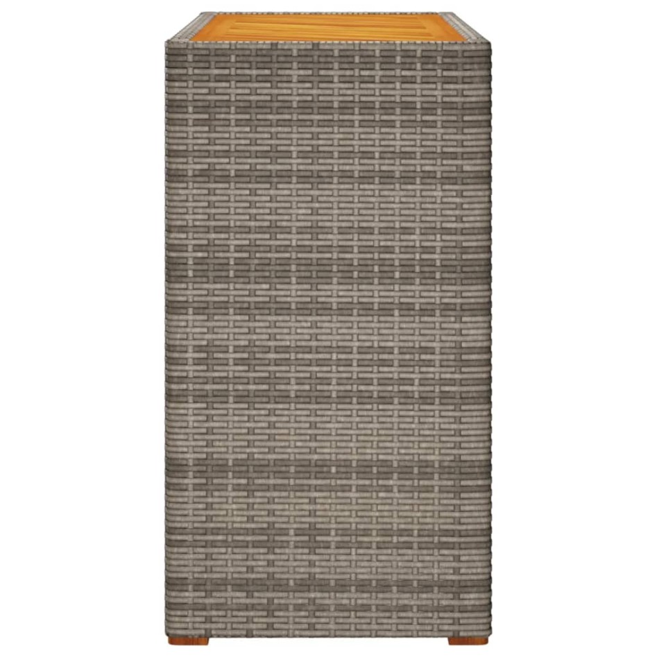 Mesa auxiliar jardín tapa madera ratán PE gris 100x40x75