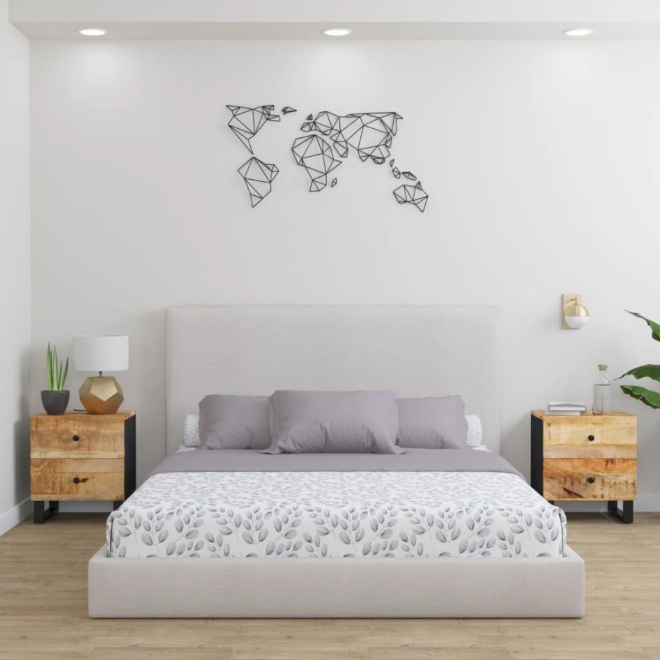 Mesitas de noche 2 uds madera maciza de mango 40x33x46