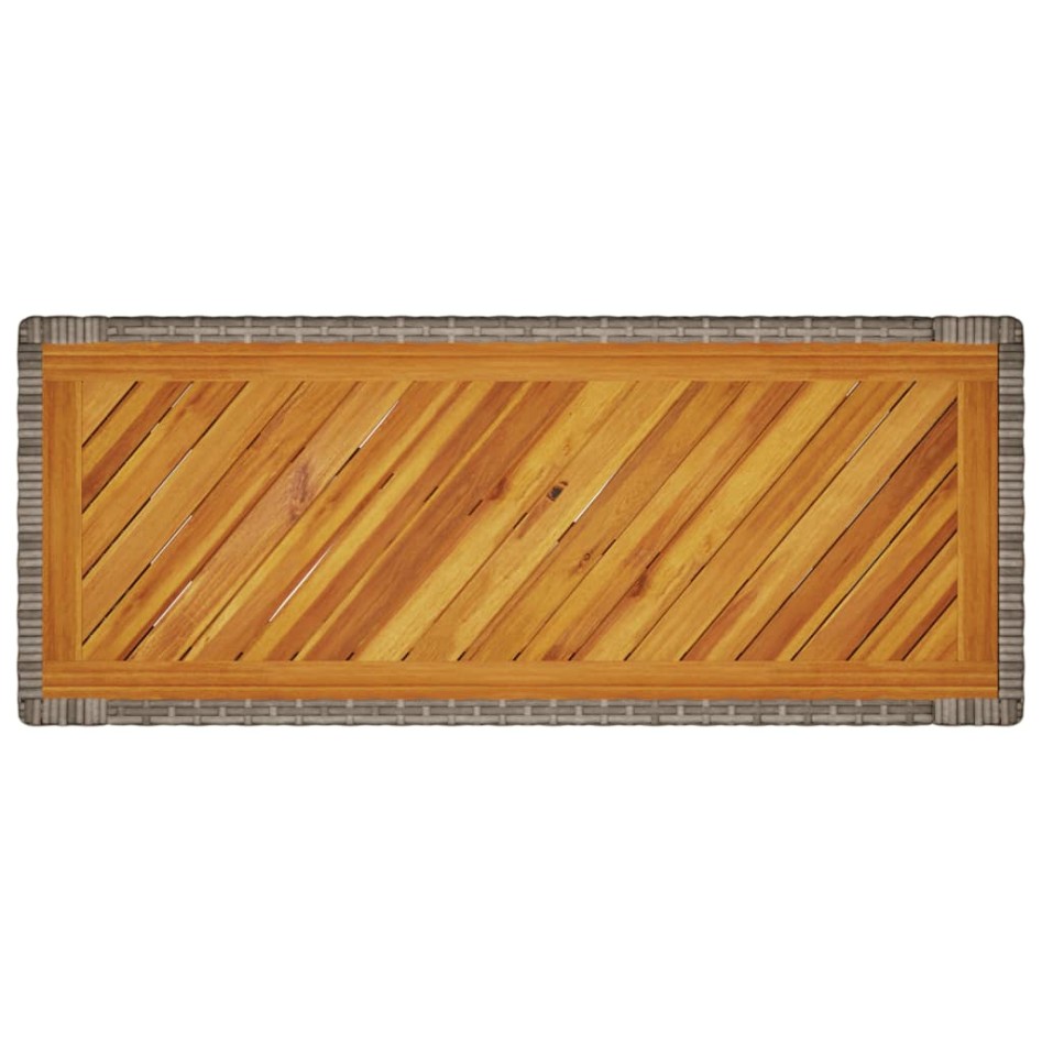 Mesa auxiliar jardín tapa madera ratán PE gris 100x40x75