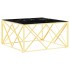 Mesa de centro de acero inoxidable y vidrio dorada 80x80x40