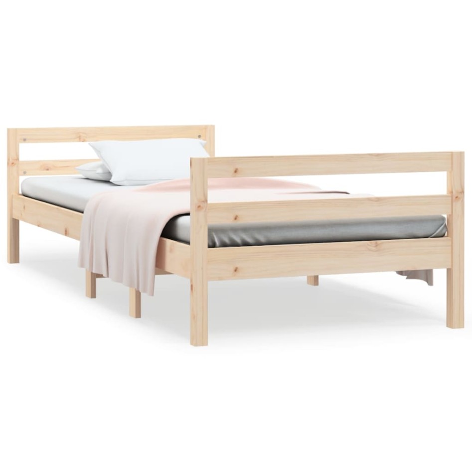 Estructura de cama sin colchón madera maciza de pino 80x200