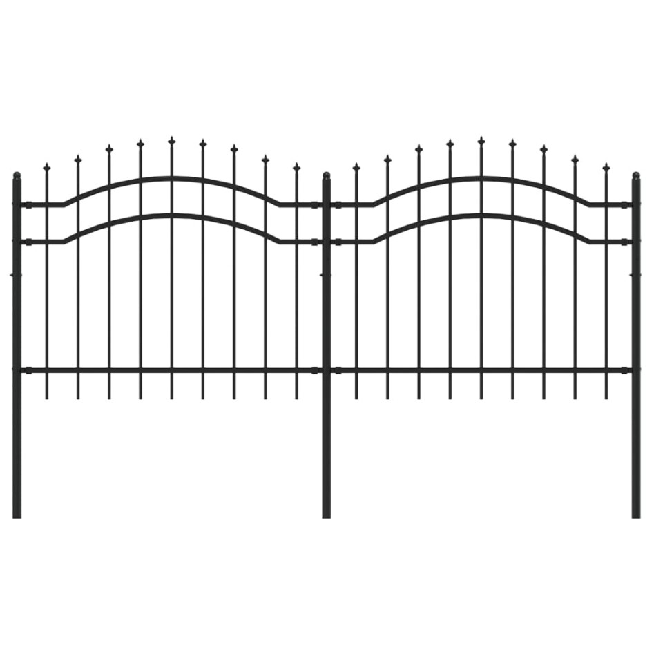 Valla de jardín con punta de lanza acero recubierto negro