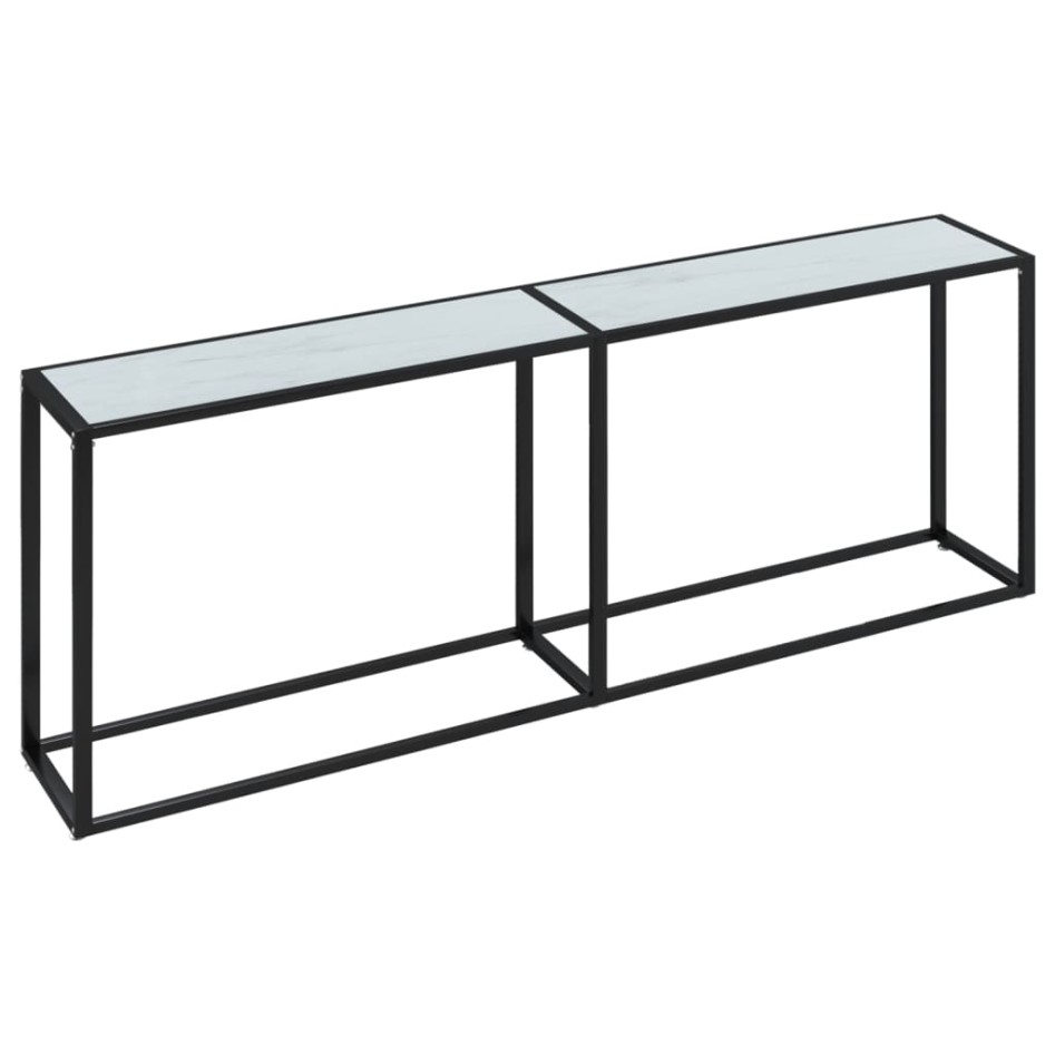 Mesa consola vidrio templado mármol blanco 220x35x75,5