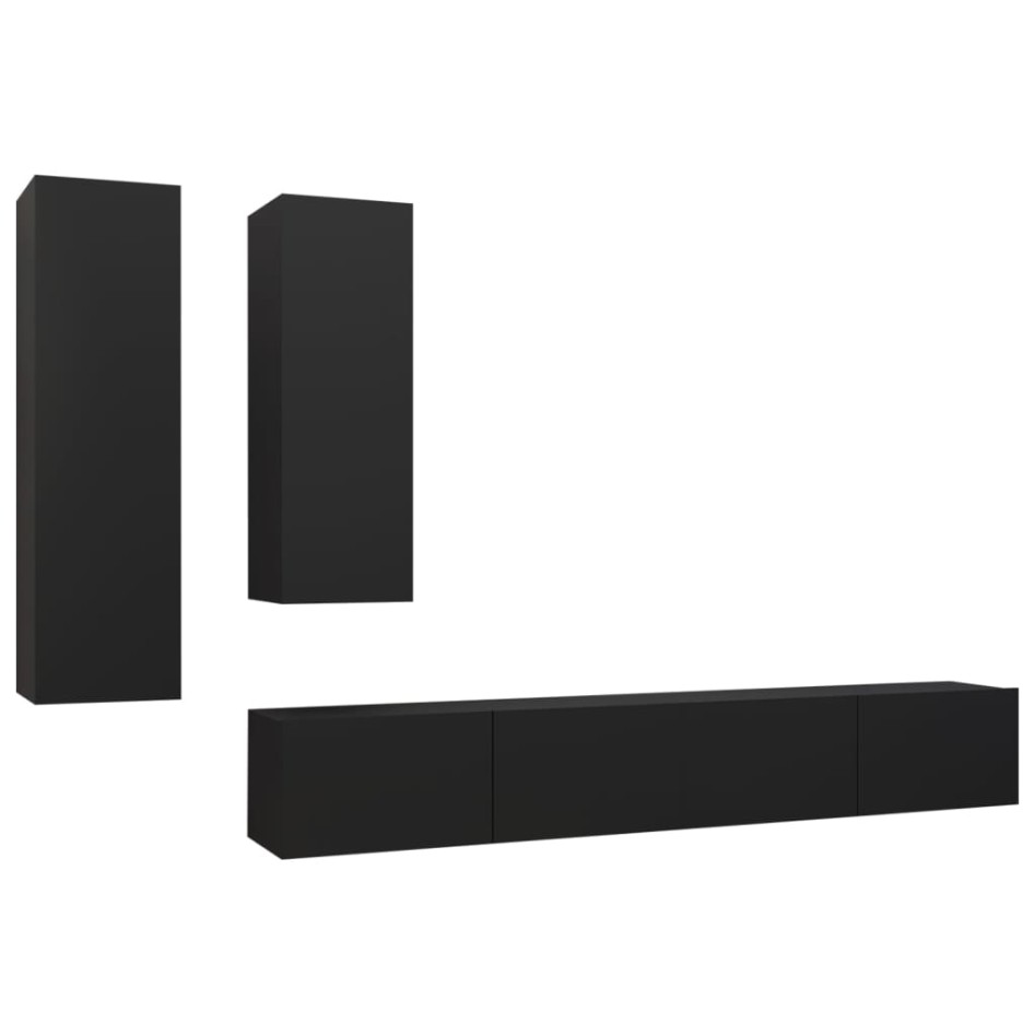 Set de muebles de TV salón 4 piezas madera contrachapada