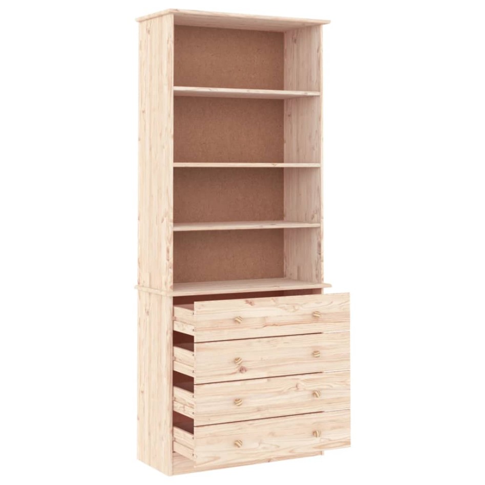 Librería con cajones ALTA madera maciza de pino 77x35x186,5