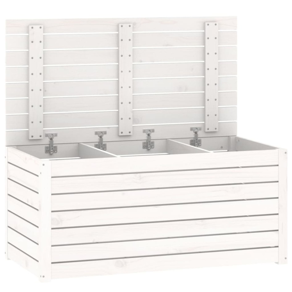 Baúl de jardín madera maciza de pino blanco 101x50,5x46,5