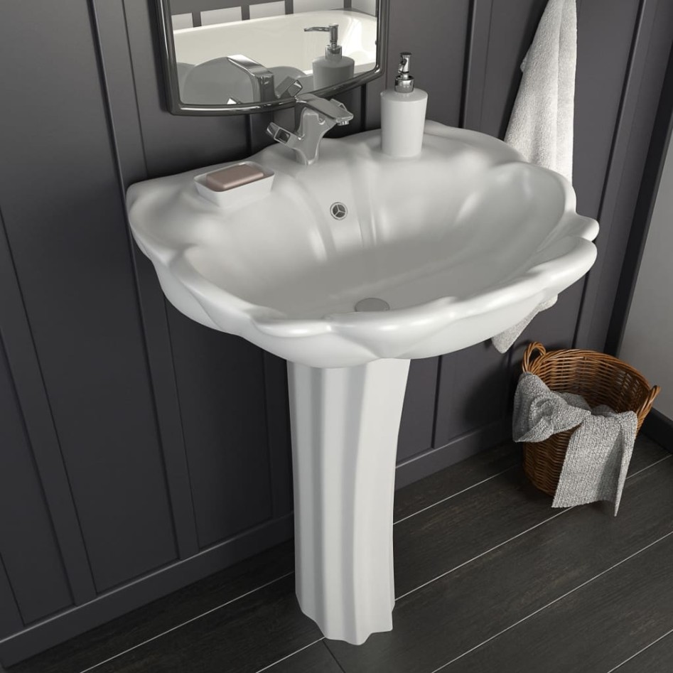 Lavabo de pie de cerámica blanco 580x510x200