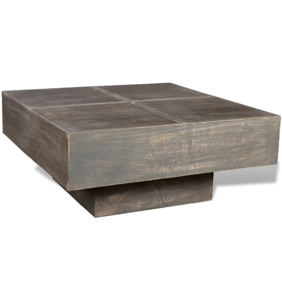 Mesa de centro cuadrada madera maciza de mango marrón