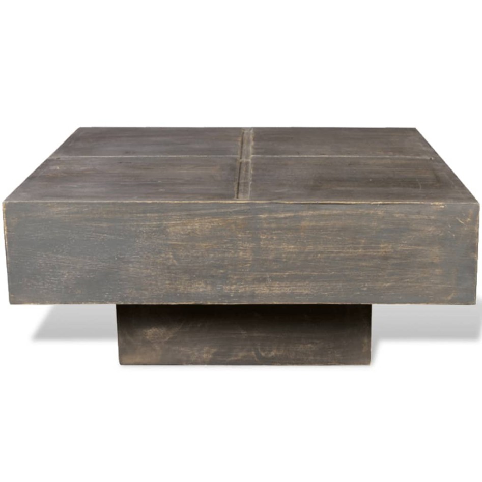 Mesa de centro cuadrada madera maciza de mango marrón
