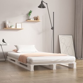 Cama de palets madera maciza de pino blanco 90x200