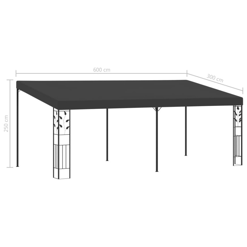 Cenador con montaje en la pared antracita 6x3x2,5