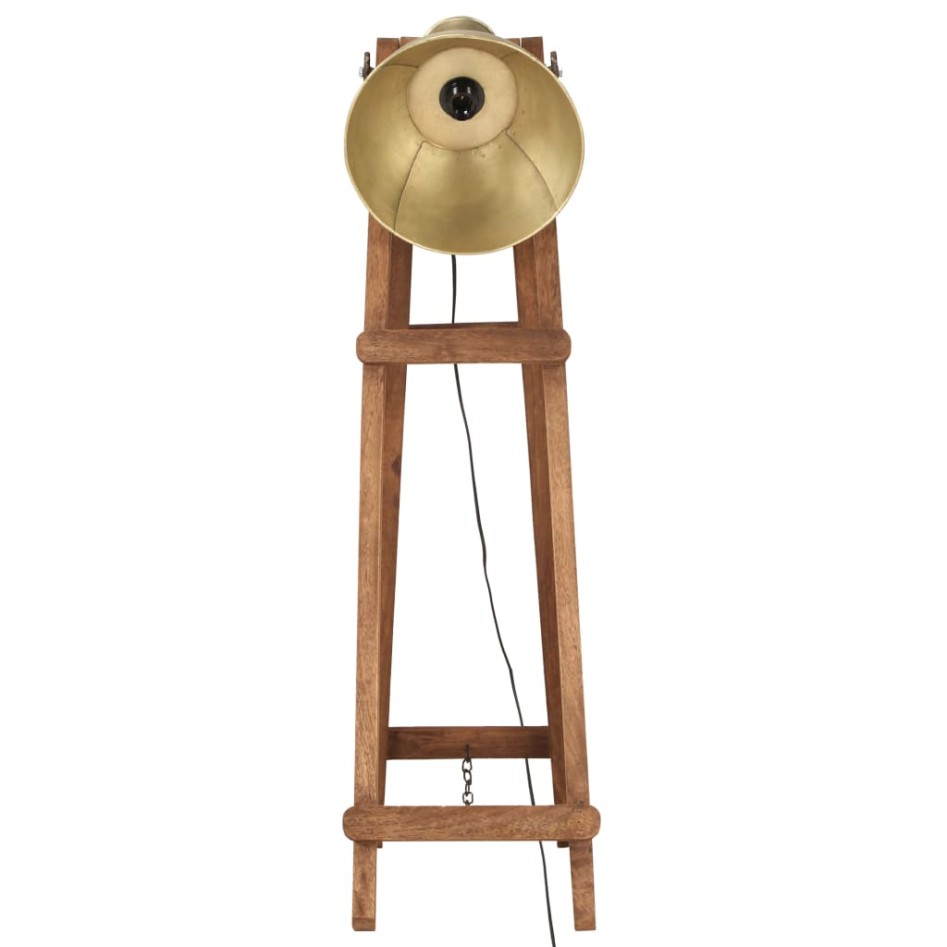 Lámpara de pie 3 pzas madera maciza de mango latón