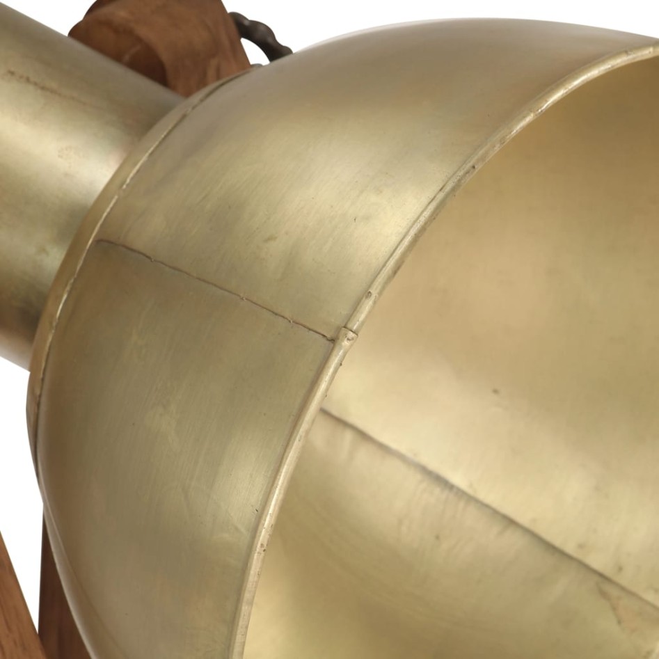 Lámpara de pie 3 pzas madera maciza de mango latón