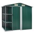 Cobertizo de jardín con estante hierro verde 205x130x183