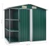Cobertizo de jardín con estante hierro verde 205x130x183
