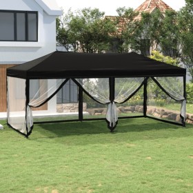 Carpa para fiestas plegable con paredes laterales negra 3x6