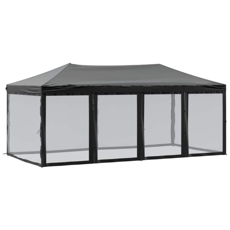 Carpa para fiestas plegable con paredes laterales negra 3x6