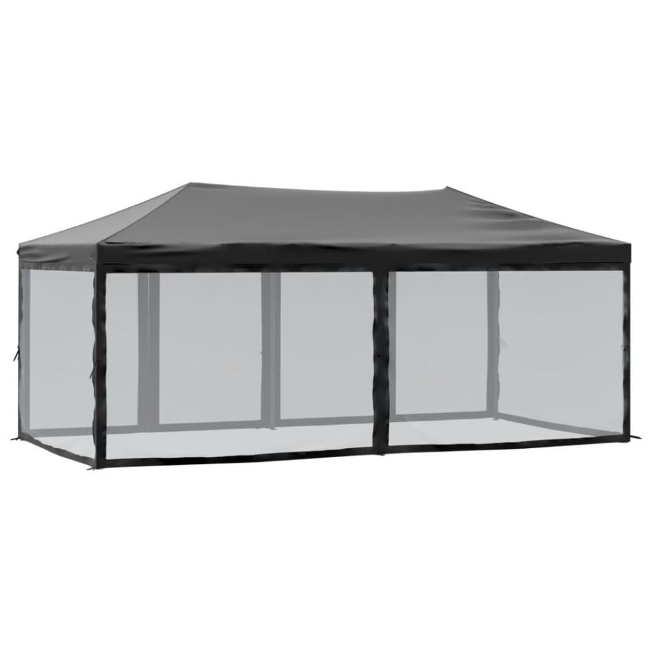 Carpa para fiestas plegable con paredes laterales negra 3x6