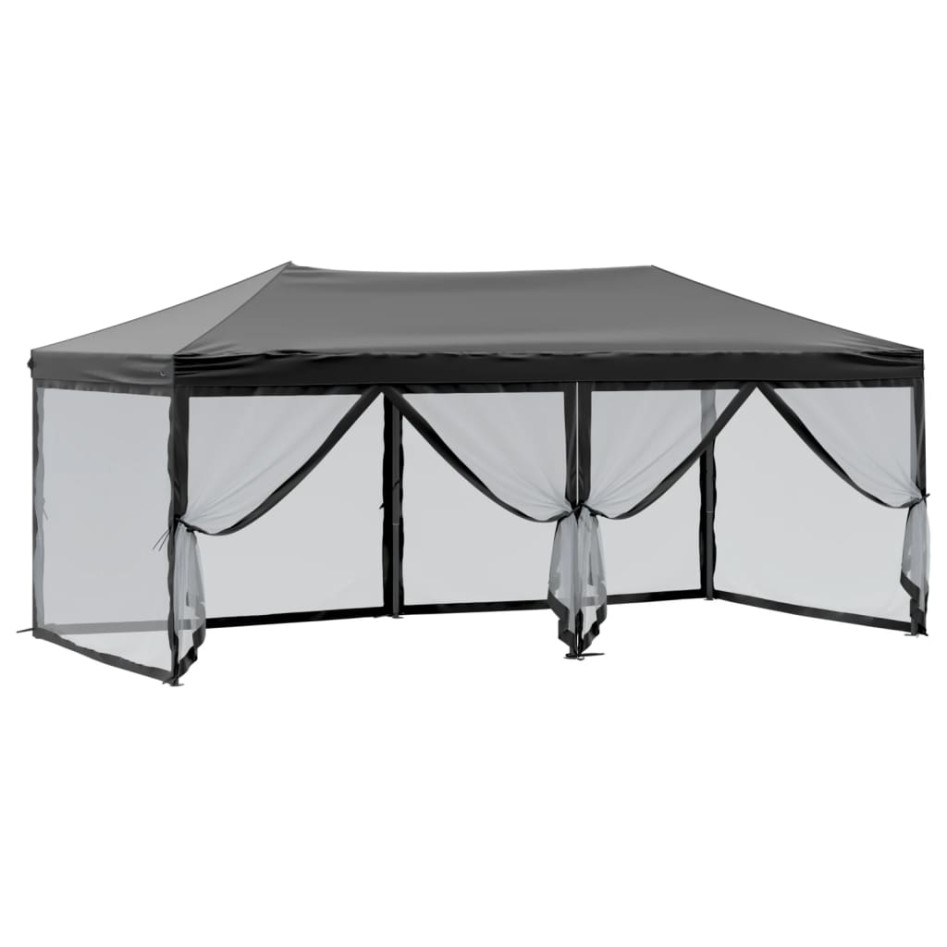 Carpa para fiestas plegable con paredes laterales negra 3x6