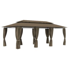Cenador con cortinas gris taupe 180g/m² 600x298x270