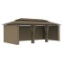 Cenador con cortinas gris taupe 180g/m² 600x298x270