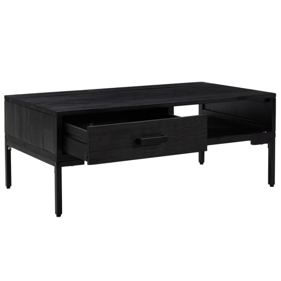Mesa de centro madera maciza de pino negro 90x50x35