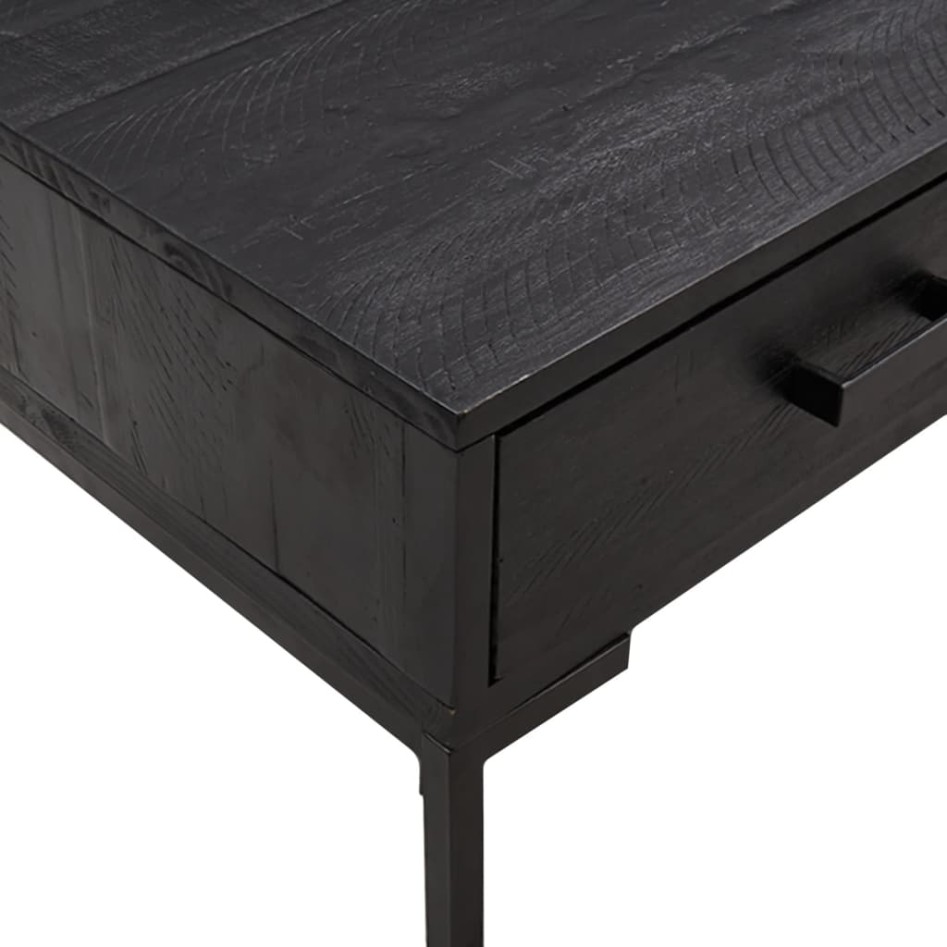 Mesa de centro madera maciza de pino negro 90x50x35