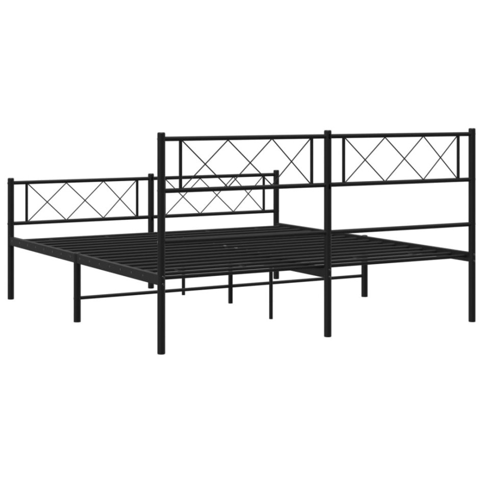 Estructura cama sin colchón con estribo metal negro 160x200
