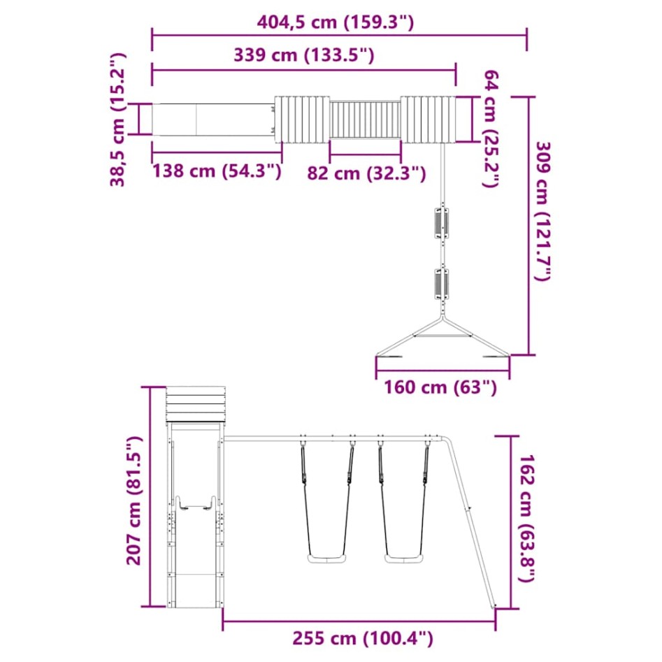 Parque infantil de exterior madera de pino