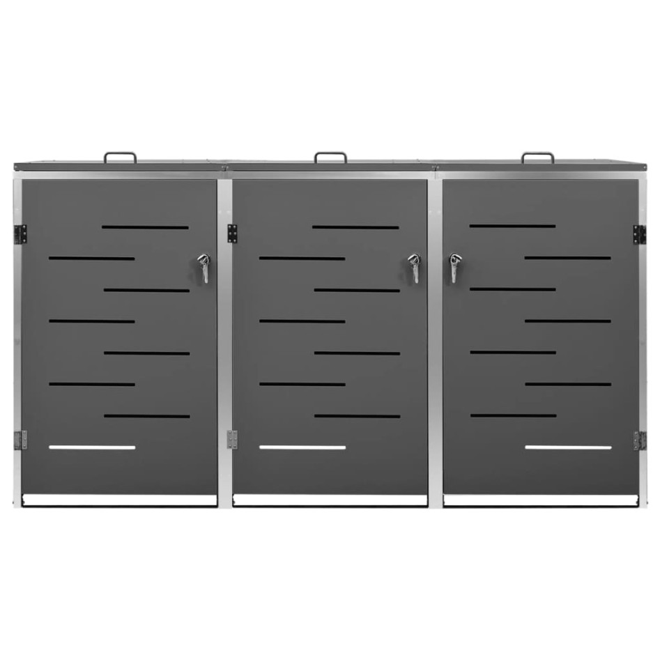 Cobertizo para tres contenedores basura acero 207x77,5x112,5