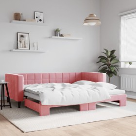 Sofá cama nido terciopelo rosa 90x200