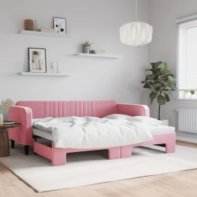 Sofá cama nido terciopelo rosa 90x200