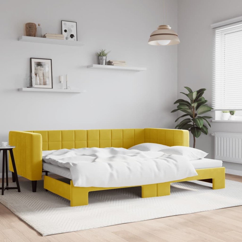 Sofá cama nido terciopelo amarillo 90x200