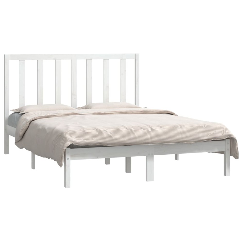 Estructura de cama de madera maciza de pino blanca 140x190