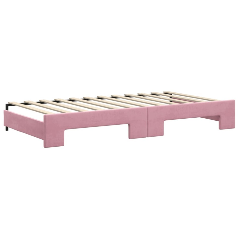 Sofá cama nido con colchón terciopelo rosa 100x200