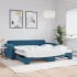 Sofá cama nido con colchón terciopelo azul 100x200